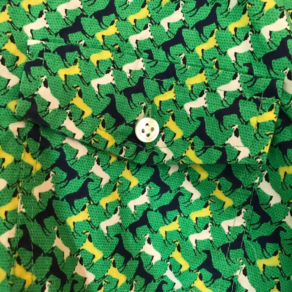 Button Down Horse Print Zig Zag Long Sleeved Shirt - image 5